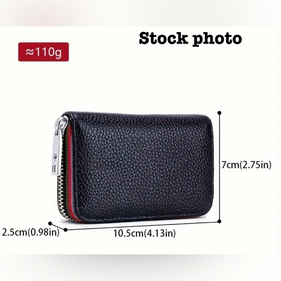 RFID Blocking Slim Card Case Wallet Genuine Leather Wine Red - Picture 4 of 7